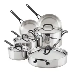 KITCHENAID - Juego de Ollas 10 pzs Acero Inoxidable 5 capas Clad Inducción