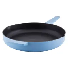 KITCHENAID - Sarten 30 cm con asa y picos vertedores Hierro Fundido Esmaltado Azul Velvet