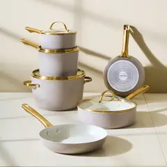 FARBERWARE - Juego de Ollas 12 pzs Antiad Cerámico Forged Induction Color Taupe