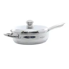 SWISSHOME - Sarten en Acero Inoxidable con Tapa19cm Antiadherente Base Difusora