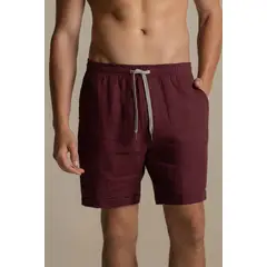 ILOT - Short en lino vinotinto Classic fit bolsillos laterales BH63V61