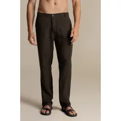 ILOT - Pantalón en lino café Classic fit PH67C61