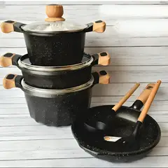 STANZIA HOME - Juego de Ollas y Sartenes Antiherentes de Piedra Maifan