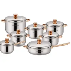 SWISSHOME - Set Ollas Klausberg Acero Quirurgico 12 Piezas Juego Premium Antiadherente con Tapas