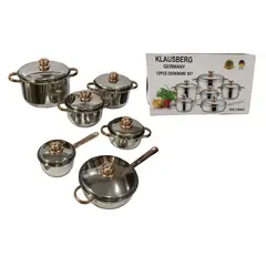 SWISSHOME - Set Ollas Klausberg Acero Quirurgico 12 Piezas Juego Premium Antiadherente con Tapas
