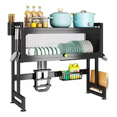 CHINA - Escurridor Organizador De Platos Loza Con Tapa 65cm Negro