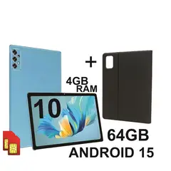 KRONO - Tablet 10” 4GB RAM 8GB Virtual 64GB Doble SIM 13MP 5000mAh + Estuche Folder Azul