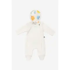 NATO - Talego Colección La Magia de Ser pijama color ivory con capota removible y forro estampado de caritas en interior