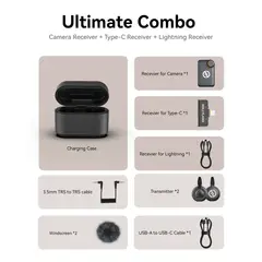 HOLLYLAND - Micrófono Inalámbrico Lark M2S Ultimate Combo Doble Transmisor Sonido Profesional y Compacto