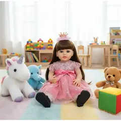 GENERICO - Muñeca Reborn Cabello Oscuro Realista Con Sonido Mide 55cm