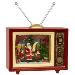 GENERICO - Televisor Navideño Decorativo con Papa Noel y Luz Con Efecto Nieve, Adorno Navideño Elegante 60