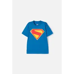 DC COMICS - Camiseta de Superman manga corta azul para niño 2T a 5T