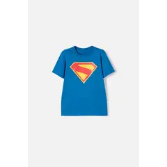 DC COMICS - Camiseta de Superman manga corta azul para niño