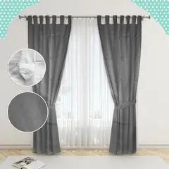 GENERICO - Juego de Cortinas Lisas Color Gris Oscuro