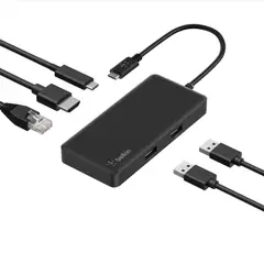 BELKIN - Adaptador Multipuerto USB-C 5 en 1 Negro Hub USB-C para Laptops y Smartphones