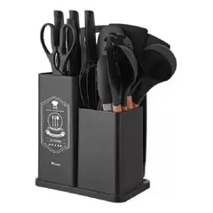 CHINA - Juego Utensilios Cocina De Silicona 19 Piezas negro