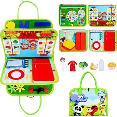 GENERICO - Libro de Actividades Sensoriales Busy Book Montessori Verde