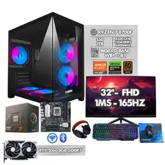 AMD - COMPUTADOR GAMER RYZEN 7 8700F/ RTX 5060 8GB/ MONITOR 32" 165HZ FHD/ B650 WIFI/ RAM 32GB SSD 1TB