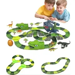 GENERICO - Pista Dinosaurio 2 Carros 6 Dinosaurios 277 Piezas Juguete