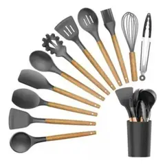 GENERICO - Set 12 Utensilios De Cocina Silicona Resistente Calor