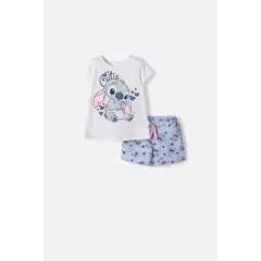 DISNEY - Conjunto de Stitch con short multicolor para niña 2T a 5T
