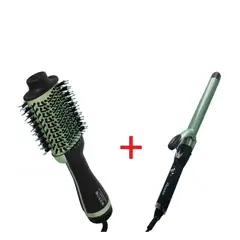 GENERICO - Combo Cepillo Secador Rizador Aguacate 210°C Color Verde