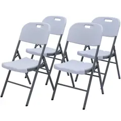 ONE PIXEL - Combo Sillas De Plastico Para Jardin Exterior Plegables Blancas Multiusos X4 UND