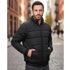 GENERICO - Chaqueta Abrigo Hombre Impermeable Acolchada Urbana Cuello alto