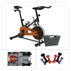 ATHLETIC - Combo Power Fit Pedalea y Fortalece Bicicleta Spining 400BS + Kit de mancuernas ATHDS25