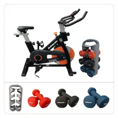 ATHLETIC - Kit Fitness Pedalea y Fortalece Bicicleta Spining Magnetica 550bs + Kit de mancuernas ATHDS29