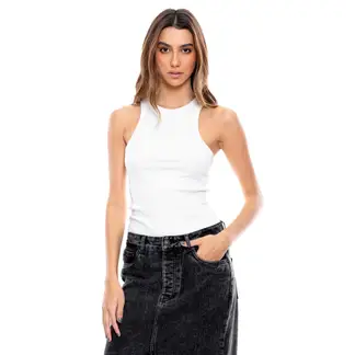 COLOR BLUE - Camiseta Manga Sisa Unicolor Efecto Canalé