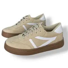 XIAN SHOES - Mocasin cordones beige unisex