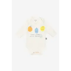 NATO - Body manga larga para bebé color blanco con estampado en caritas y frases marca de colección La magia de ser