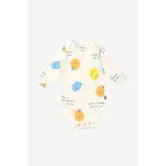 NATO - Body manga larga para bebé color blanco con estampado en frases y caritas marca de colección La magia de ser