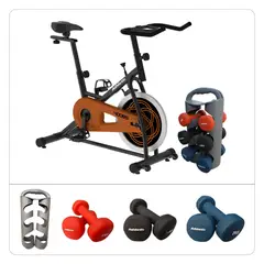 ATHLETIC - Combo Power Fit Pedalea y Fortalece Bicicleta Spining 400BS + Kit de mancuernas 9Kg