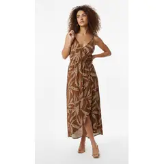 BELIFE - Vestido largo café estampado para mujer