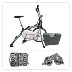 ATHLETIC - Combo Power Fit Pedalea y Fortalece Bicicleta Spining 100BA + Kit de mancuernas 14Kg ATHDS33
