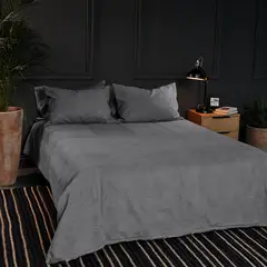 DISTRIHOGAR - Cover Duvet Corduroy Microsuede Urban Gris Doble