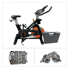 ATHLETIC - Combo Power Fit Pedalea y Fortalece Bicicleta Spining 550BS + Kit de mancuernas 14Kg ATHDS33