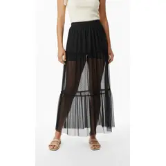 BELIFE - Falda negra en tela malla para mujer