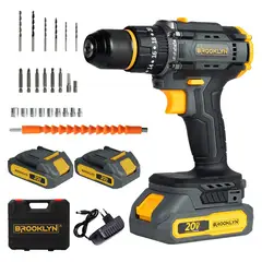 BROOKLYN - Taladro Inalambrico 50/60 Hz + 2 baterias 20V - Negro