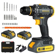 BROOKLYN - Taladro Inalambrico 50/60 Hz + 2 baterias 20V - Negro