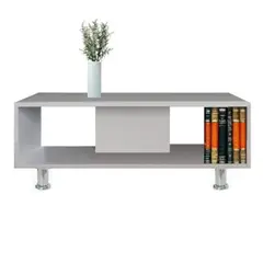 GENERICO - Mesa Auxiliar Sujeta Libros Mesa De Centro Blanco