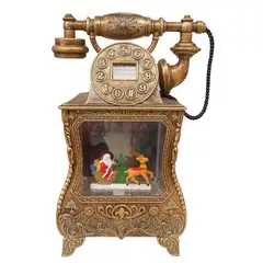 GENERICO - Telefono Navideño Decorativo con Papa Noel y Luz Con Efecto Nieve, Adorno Navideño Elegante 28