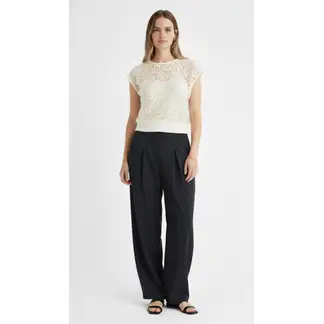 BELIFE - Camiseta manga sisa ivory en encaje para mujer