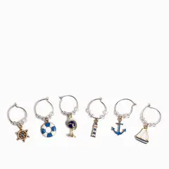 AMBIENTE GOURMET - Identificadores de copas vino marino setx6