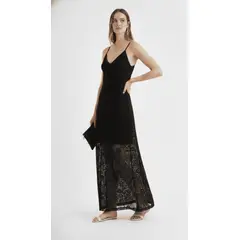 BELIFE - Vestido largo negro para mujer