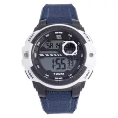 YESS - Reloj Digital Azul Bisel Blanco Para Caballero YP-19788-03