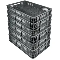 ENERGY PLUS - Set x6 Canastillas Plásticas Industrial 60x40x13cm Perforada