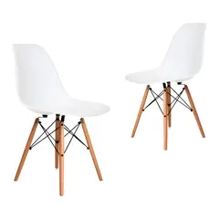 GENERICO - Silla De Comedor Plástico Diseño Dsw Pata Madera Set X 2
